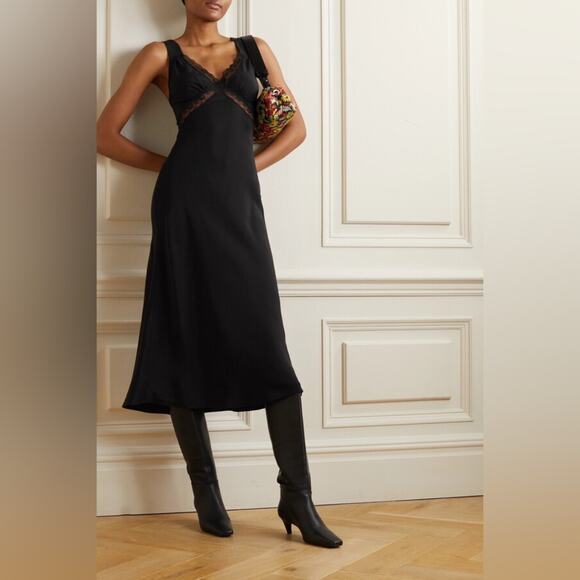 Reformation Provence Silk Lace Cut Out Open Back Midi Maxi Dress Black - Picture 6 of 16